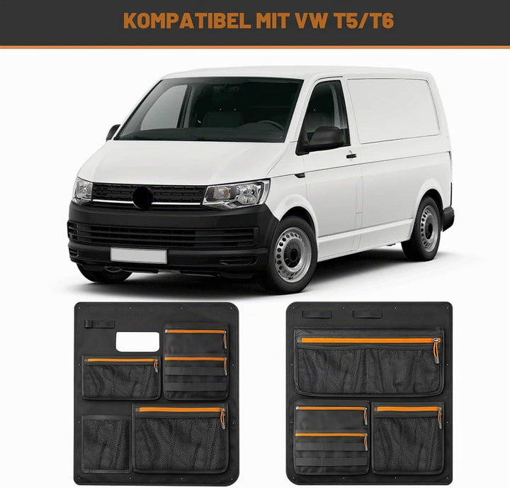 Scheunentür Lagerorganisator kompatibel mit VW T5 T6, 1 Paar Stauraumsparer Scheunentür Organizer Va
