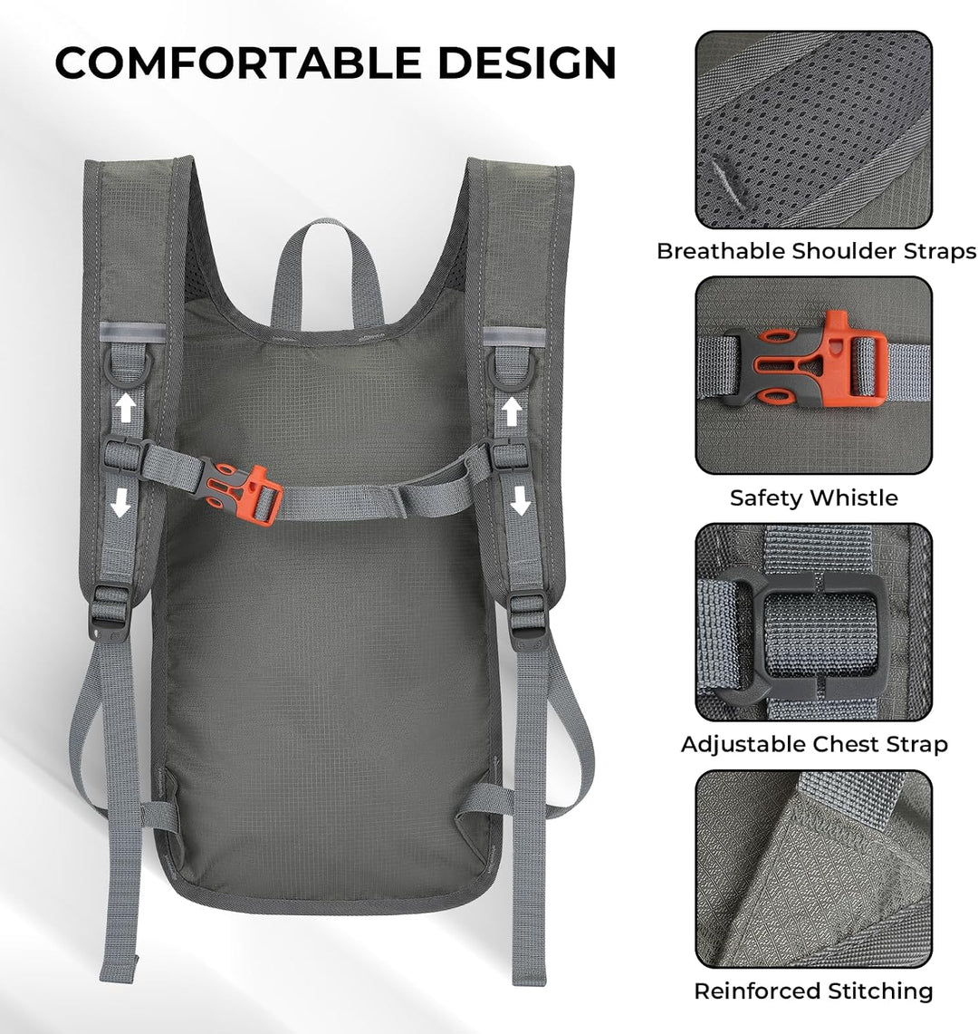 Wanderrucksack Klein 13L Faltbarer Rucksack Damen Herren Tagesrucksack Daypack Ultraleicht Trekkingr