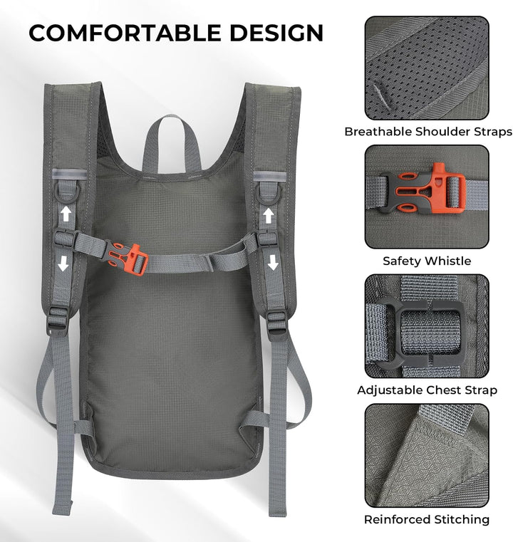 Wanderrucksack Klein 13L Faltbarer Rucksack Damen Herren Tagesrucksack Daypack Ultraleicht Trekkingr
