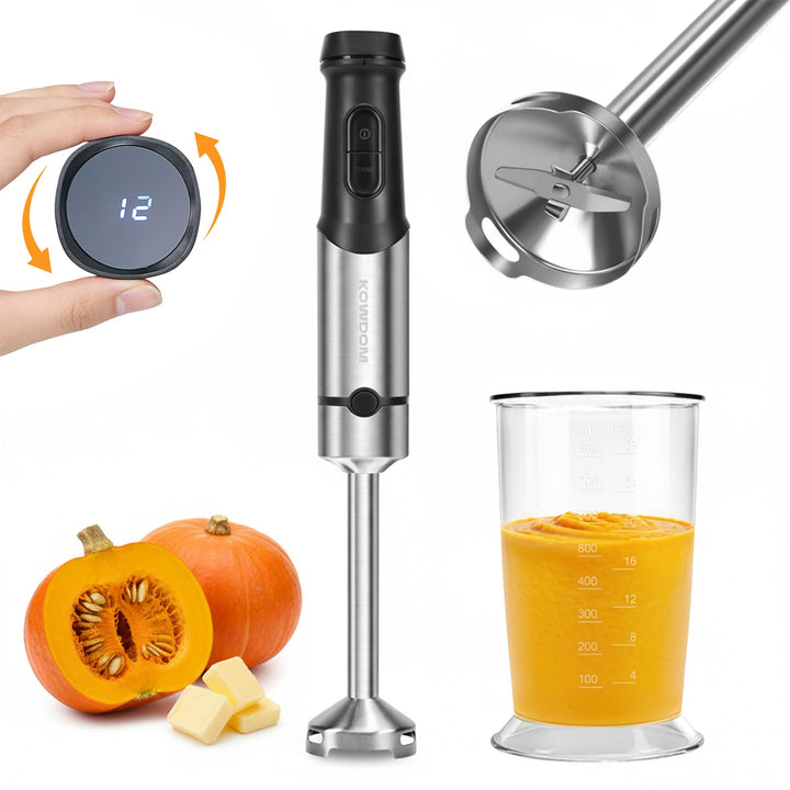 Stabmixer Set, Edelstahl Pürierstab für Suppen, Babybrei & Sossen | 12 Geschwindigkeitsstufen + Turb