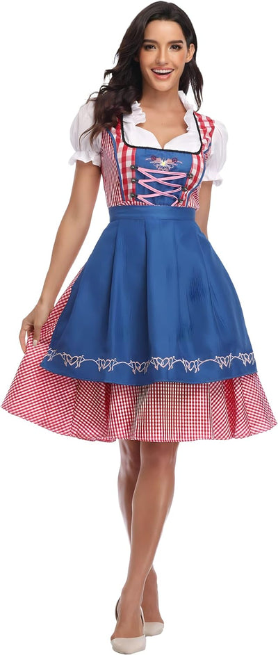 thematys Dirndl midi mit Schürze Damen | Dirndl-Bluse | Oktoberfest | Trachtenkleid | Trachtenmode K