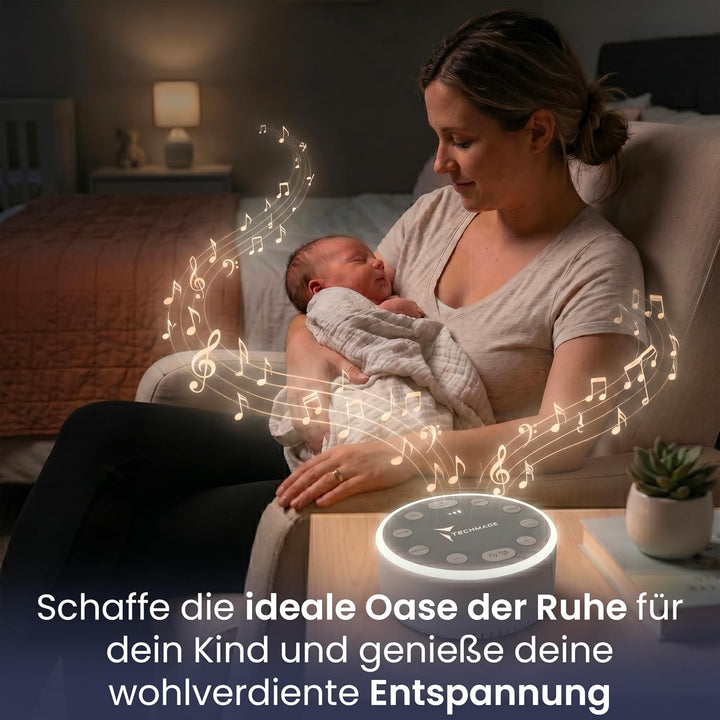 Weisse Soundmaschine für Babys, Kinder, Erwachsene, Senioren, mit Nachtlicht, mit 6 beruhigenden Ger