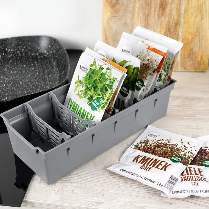 ORION Organizer für GEWÜRZE Tüten Gewürzbehälter Küchenorganizer GRAU