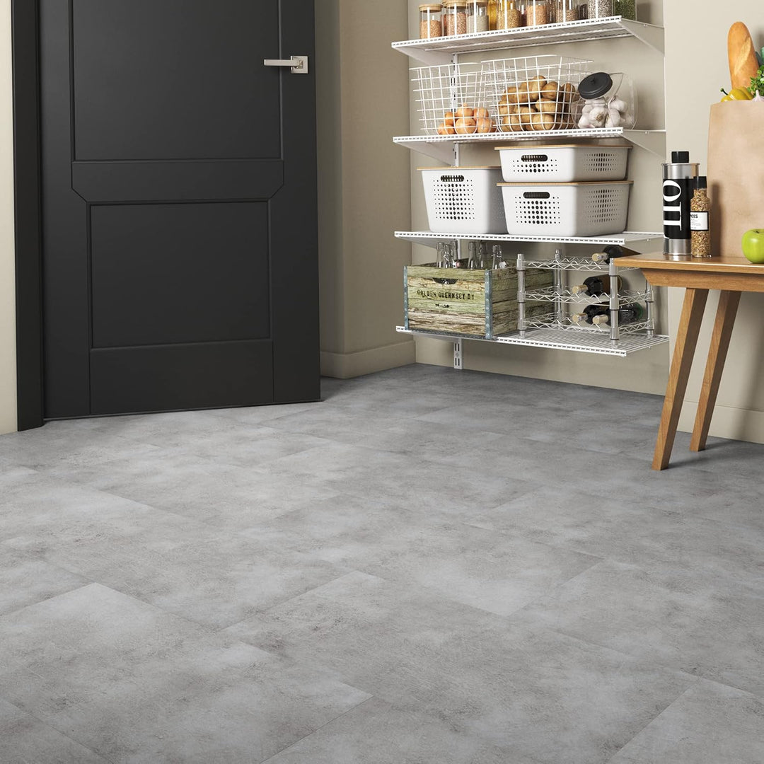ARTENS - PVC Bodenbelag Shy Industry - Selbstklebende Fliesen - Betoneffekt - Hellgrau - Medio - 60,