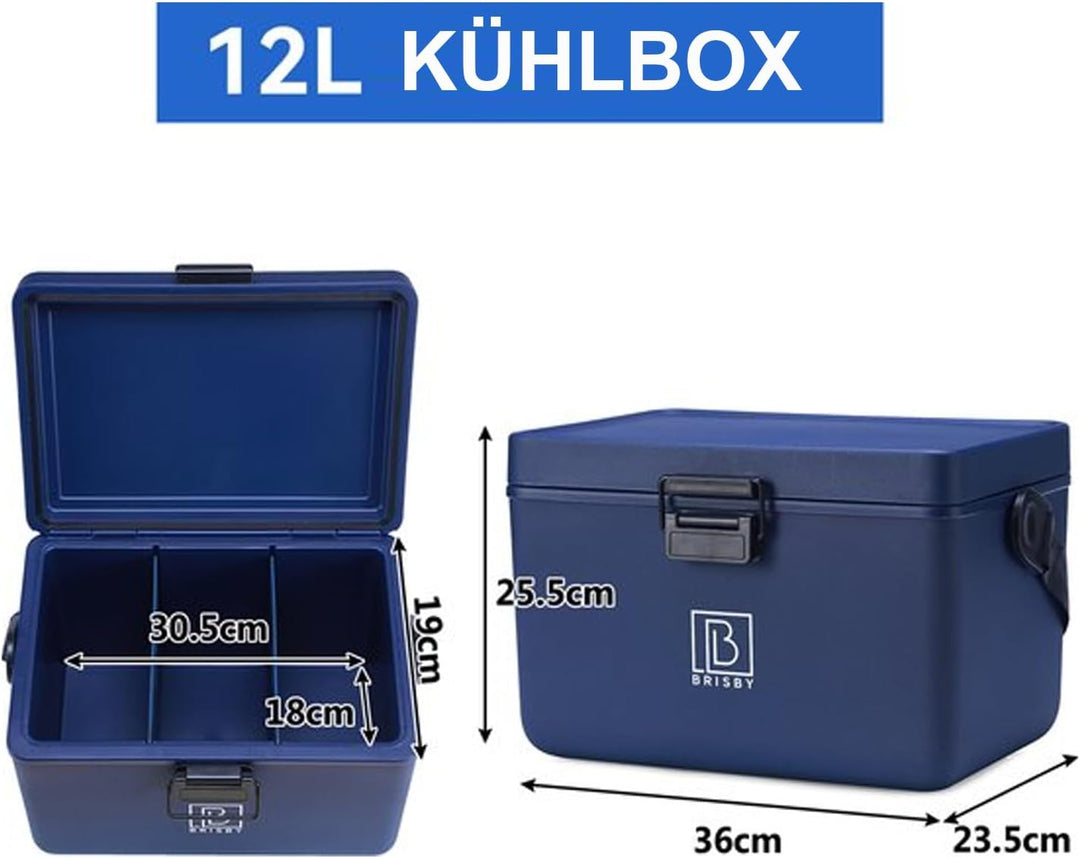 Brisby Kühlbox 12 Liter - Kühlbox ohne Strom, 40 Stunden kühl, Inklusive 2 grosse Kühlelemente 200ML