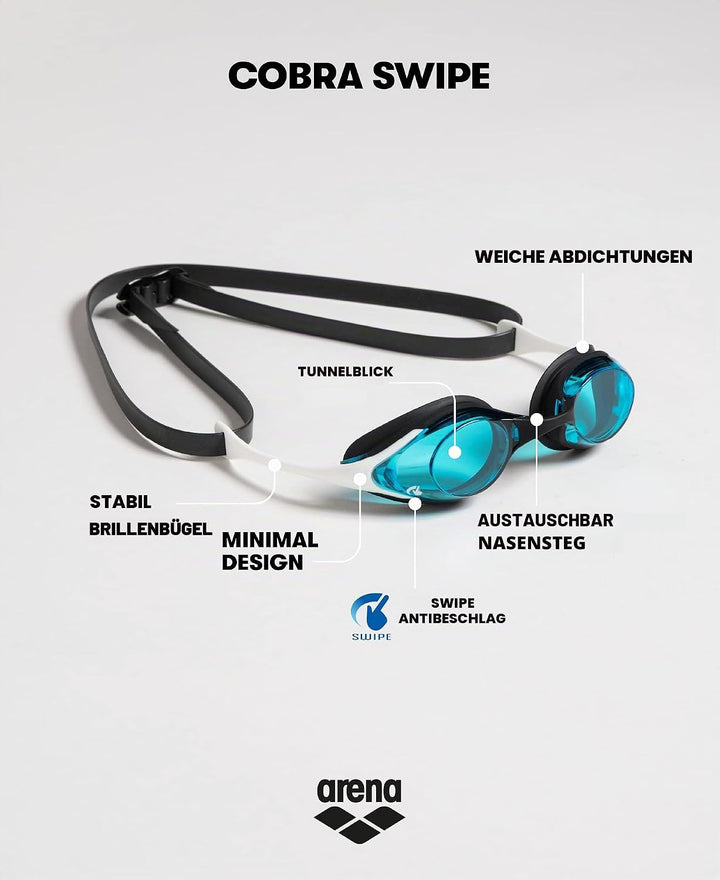 ARENA Herren Cobra Swipe Schwimmbrillen (1er Pack) Einheitsgrösse Dark_Smoke-Yellow, Einheitsgrösse
