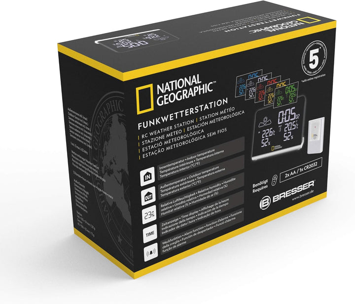 National Geographic Multi Colour Funkwetterstation mit True Black LCD-Display, 256-Farben, Innen- /