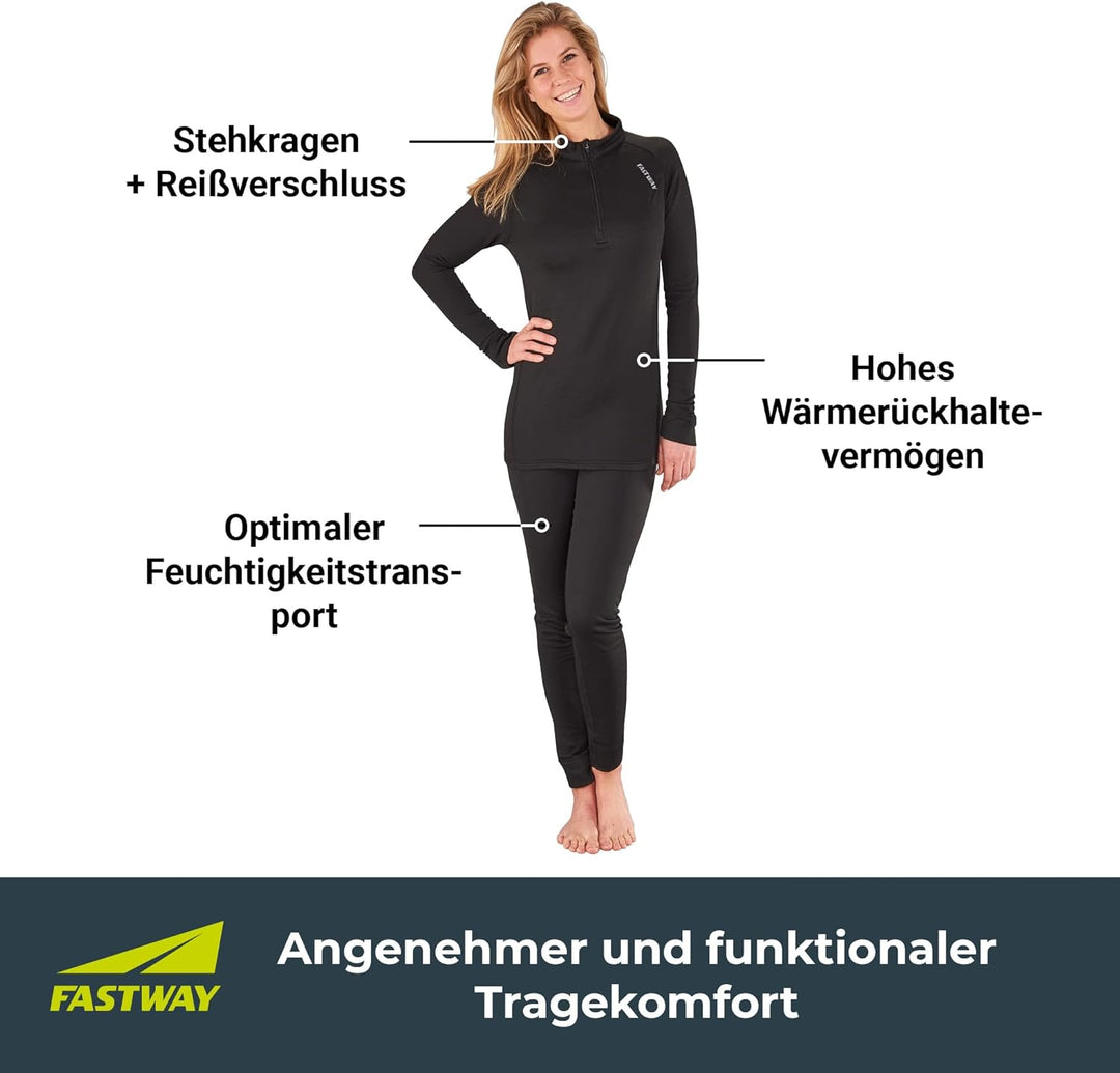 FAST WAY Thermounterwäsche Herren & Damen, Fleece Funktionsunterwäsche, Thermoset mit Thermoshirt &