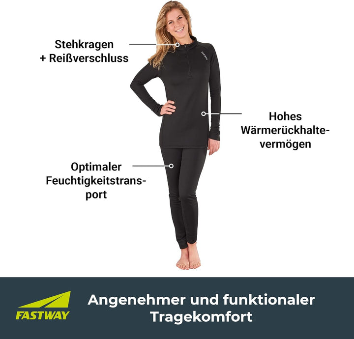 FAST WAY Thermounterwäsche Herren & Damen, Fleece Funktionsunterwäsche, Thermoset mit Thermoshirt &