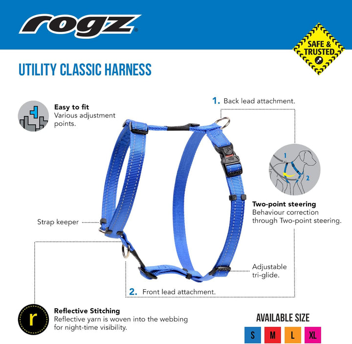 ROGZ SJ05-B Utility Hundegeschirr/Lumberjack, XL, blau, blau