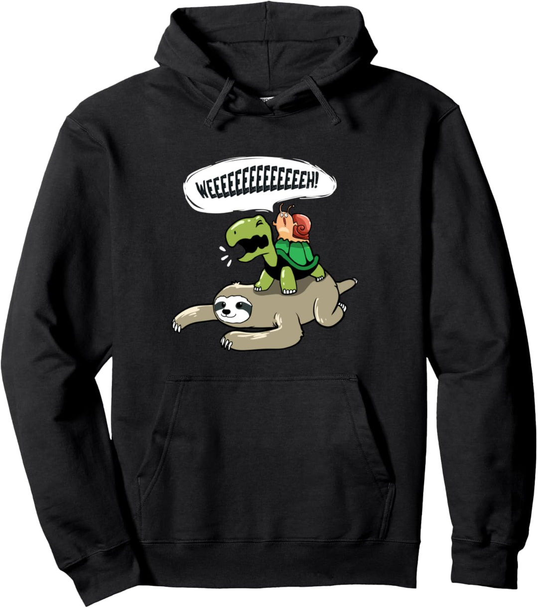 Lustige Schildkröte, die auf Faultier-Kunstwerk für einen Pullover Hoodie