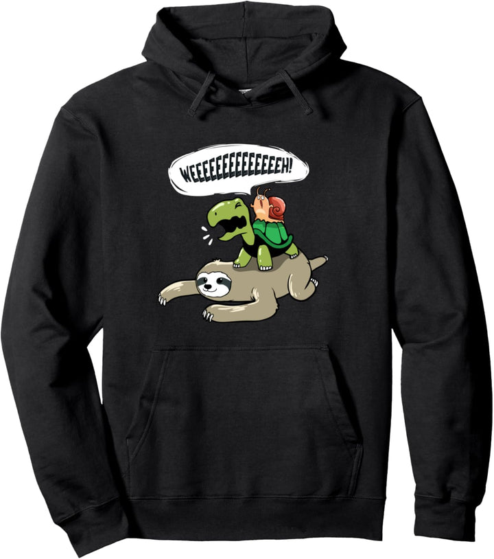 Lustige Schildkröte, die auf Faultier-Kunstwerk für einen Pullover Hoodie