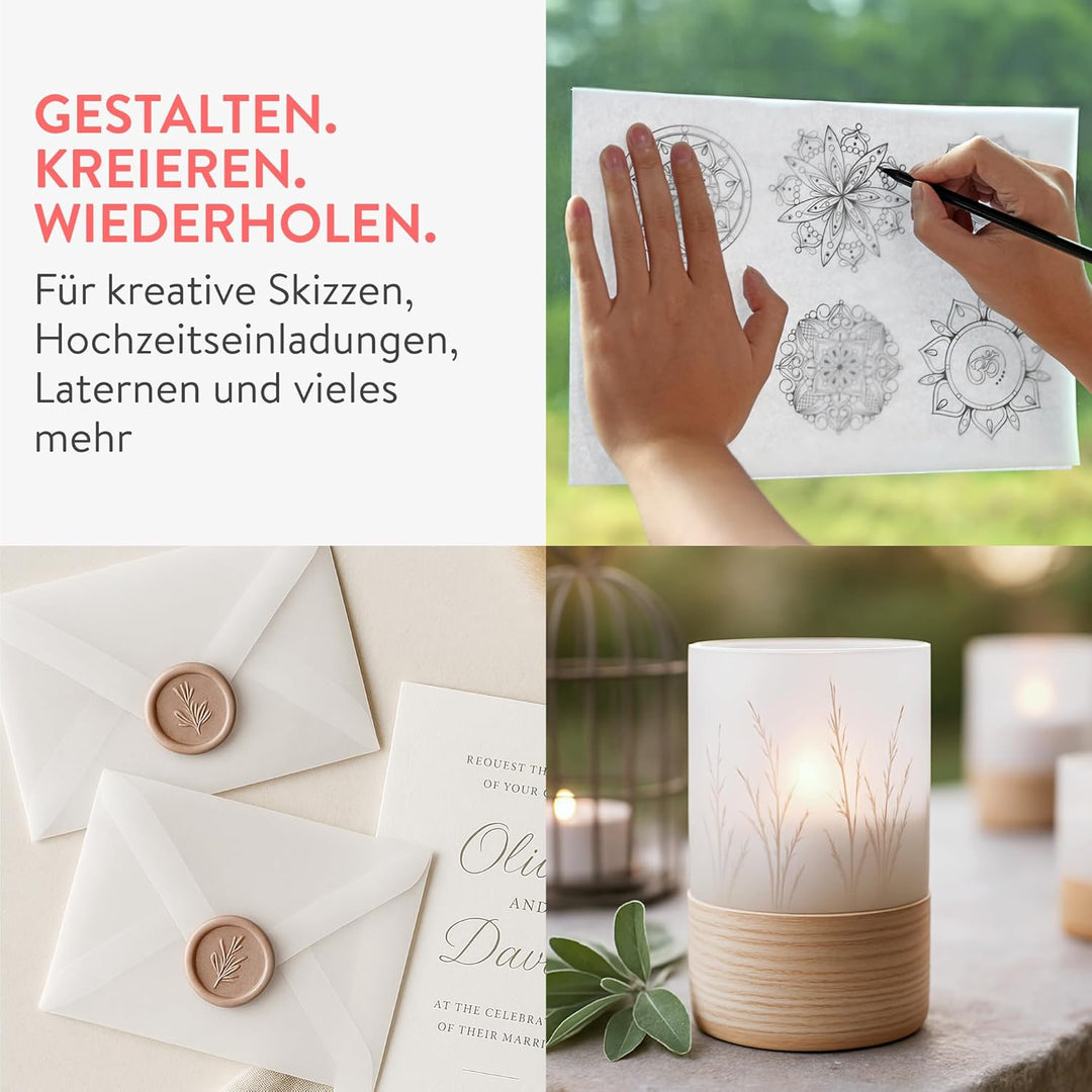 Tritart Transparentpapier Bedruckbar Weiss DIN A4 | 300 Blatt 100g/qm | Papier Transparent A4 - 300