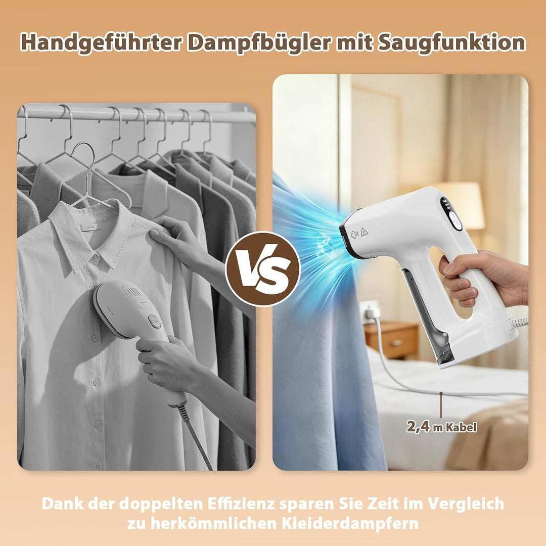 Anbull 2-in-1 Steamer Dampfglätter mit Saugfunktion, 5000 Pa Saugleistung