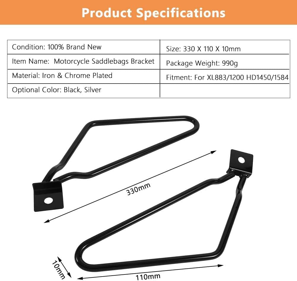 GOTOTOP Satteltaschenhalterung, 2X Motorrad-Satteltaschenhalterung für XL883/1200 HD1450/1584(Schwar