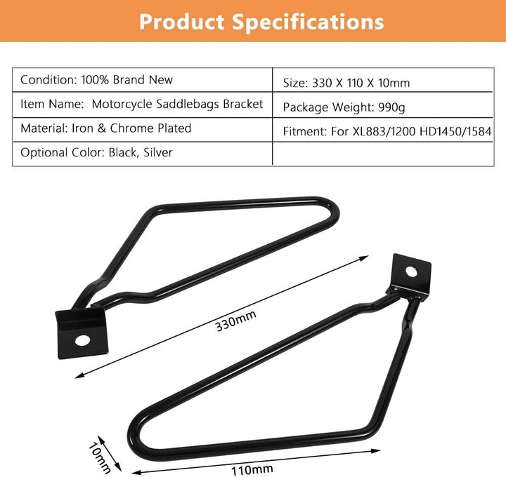 GOTOTOP Satteltaschenhalterung, 2X Motorrad-Satteltaschenhalterung für XL883/1200 HD1450/1584(Schwar