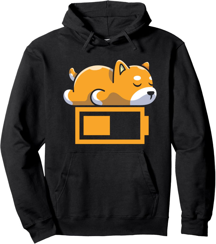 Süsser Hund Batterie Akku Schlafen Faules Haustier Tier Pullover Hoodie