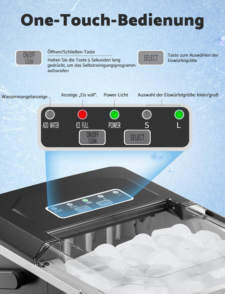 Eiswürfelmaschine, Eiswürfelbereiter Ice Maker 6-13Min Produktionszeit Ice Cube Maker, Eiswürfel Mas