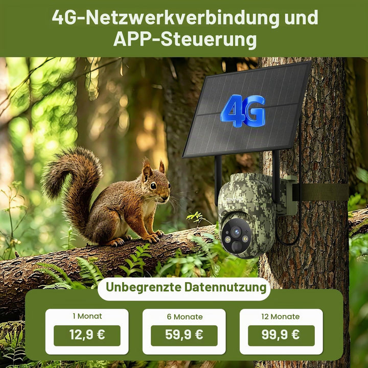 Lemnoi 2er Pack Solar Wildkamera Ohne WLAN, 4G LTE Überwachungskamera Aussen mit vorinstallierter SI