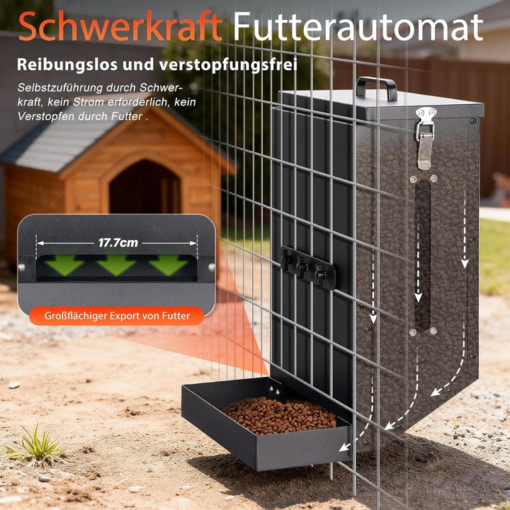 Hängender automatischer Futterspeiser, verzinkter Stahl-Hundefutterspeiser mit Haken, Outdoor Gravit