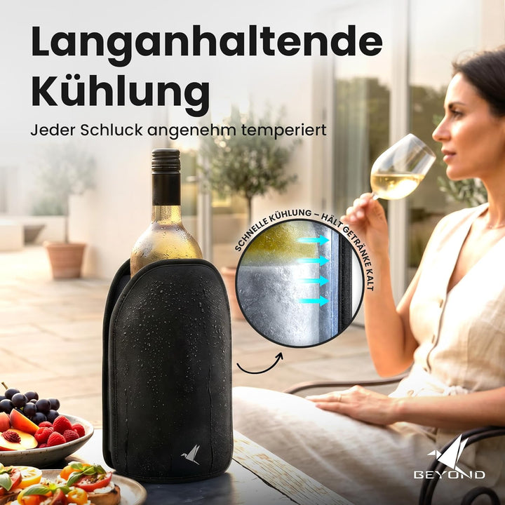 Beyond Weinkühler Manschette 2er Set - Kühlmanschette für Wein & Sekt - Flaschenkühler für unterwegs