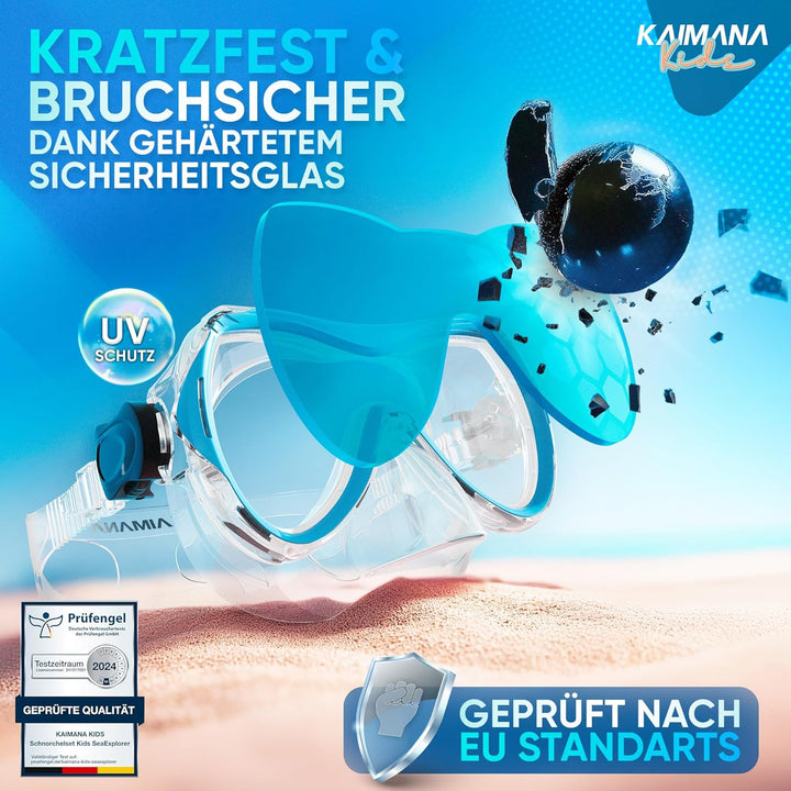 Das Neue KAIMANA® SeaExplorer Schnorchelset Kinder + Tragetasche, Taucherbrille mit Schnorchel, Tauc