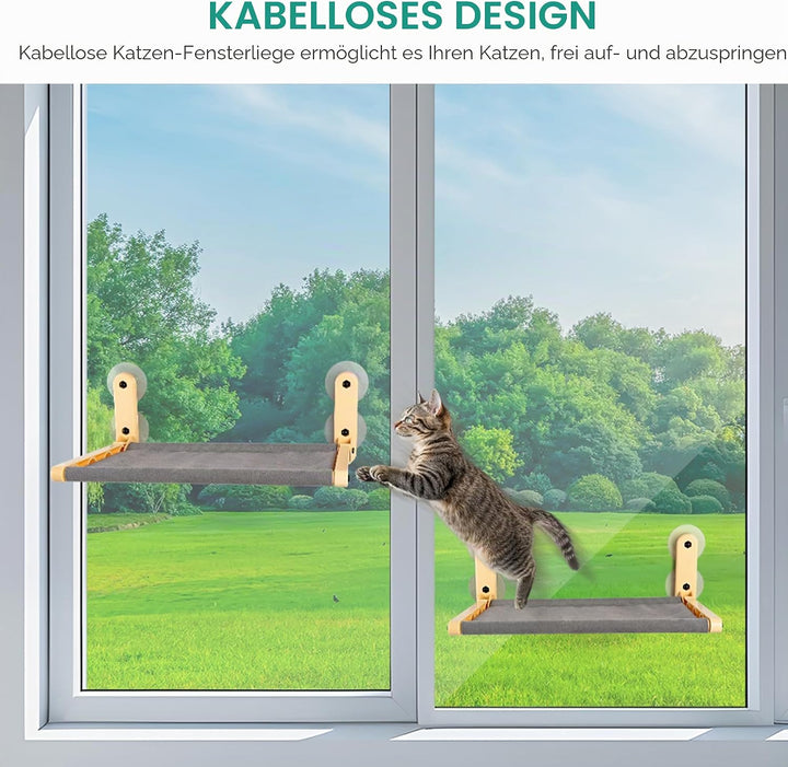 ALL FOR PAWS Katzenhängematte am Fenster für Hauskatzen – Kabellos Design, Extra grosse Saugnäpfe, F