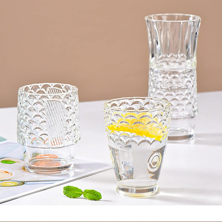 ZOEDT Koi-Fischform, stapelbare Trinkgläser, buntes Glas, 4er-Set, Galvanisierungsprozess, Exquisite