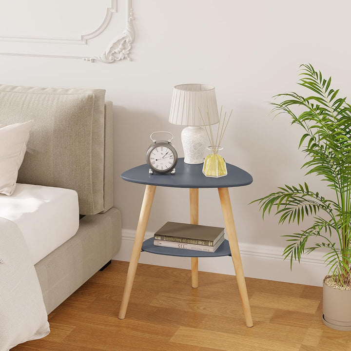 EUGAD Beistelltisch, Couchtisch, Kaffeetisch, Wohnzimmertisch, Sofatisch, Nachttisch, mit 2 Ablagen,