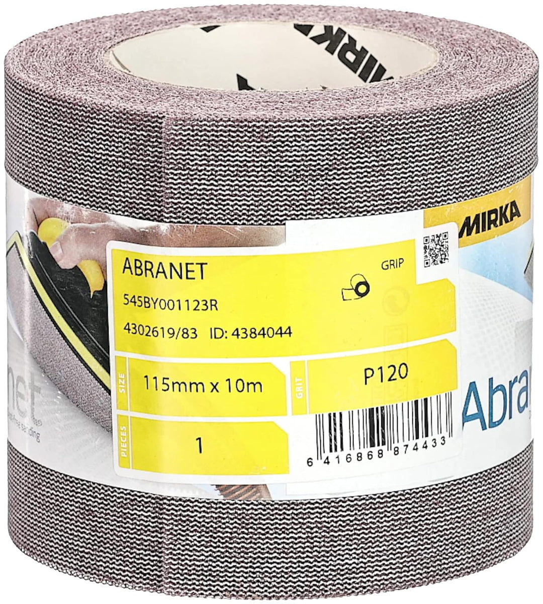 Mirka Abranet Netz-Schleifrolle 115 mm x 10 m Klett / Korn P120 / 1 Rolle / zum Schleifen von Holz,