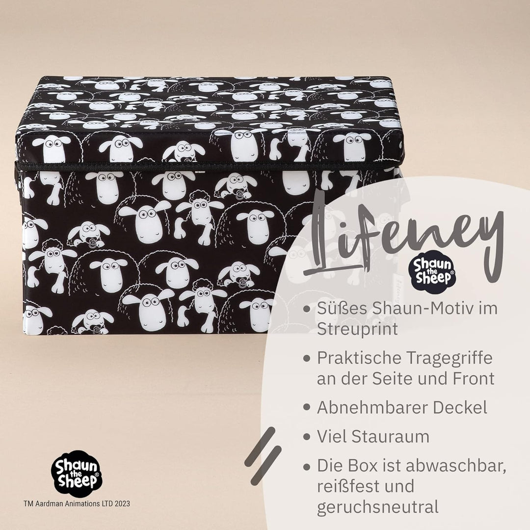 LIFENEY meets Shaun das Schaf Aufbewahrungsbox mit Deckel für Kinder – Box mit dem kultigen Schaf zu