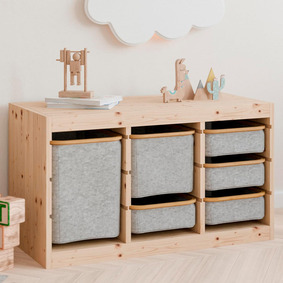 Box für Trofast Regale, Stoffbox mit Holzrahmen in verschiedenen Grössen, grau, Alternative zu Kunst