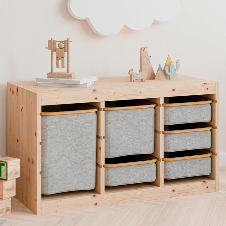Box für Trofast Regale, Stoffbox mit Holzrahmen in verschiedenen Grössen, grau, Alternative zu Kunst