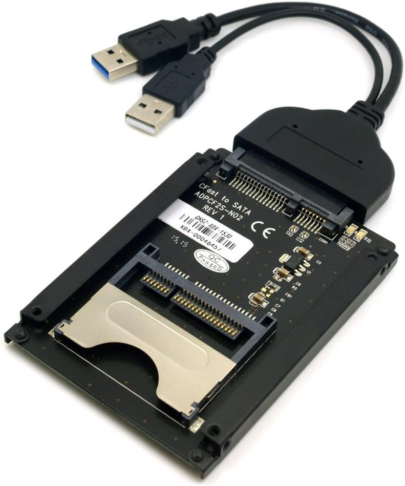 chenyang CFast Kartenleser CFast SSD auf 22Pin SATA Adapter mit SATA auf USB 3.0 Daten Netzkabel CFa