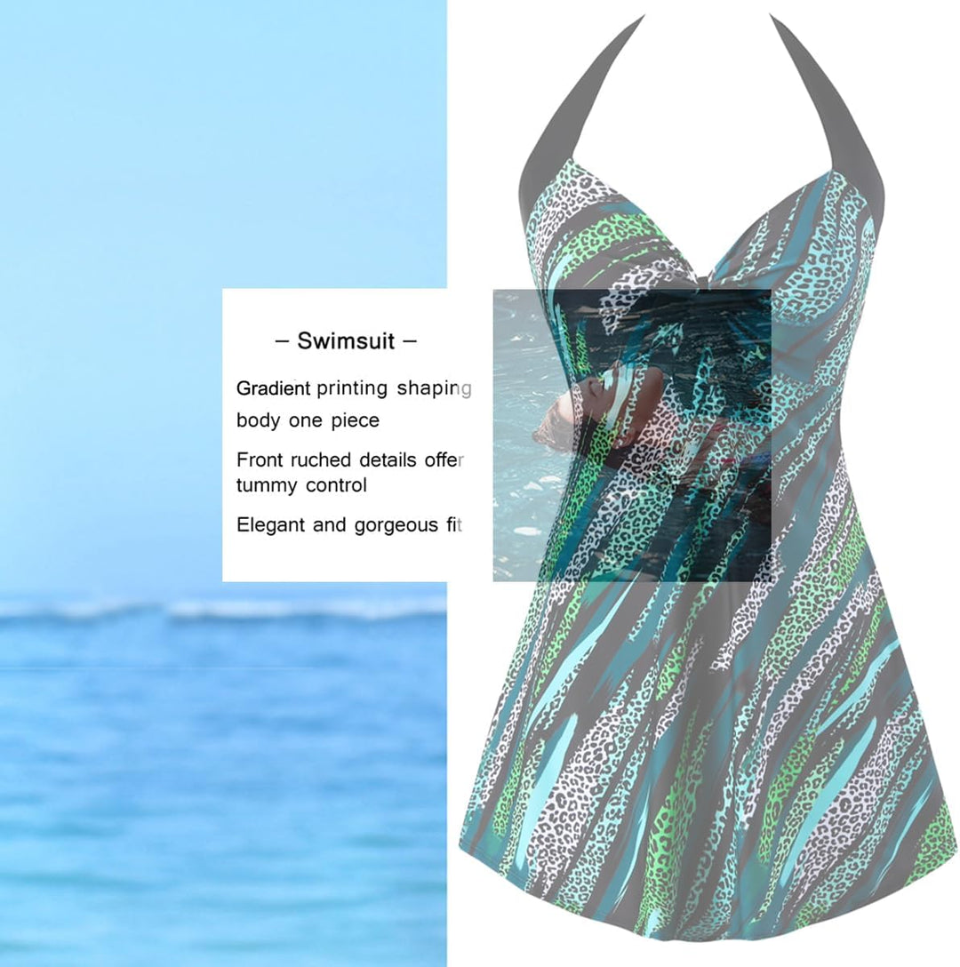 Sixyotie Damen Einteiler Badekleid Blumen Muster Gepolstert Badeanzug mit Shorts Grosse Grössen Bade