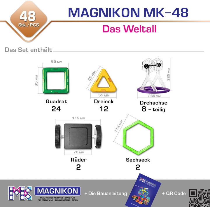 MAGNIKON Magnetische Bausteine Riesenrad, Magnetbausteine Auto, 48 Teile | Magnetsteine, Bausteine a