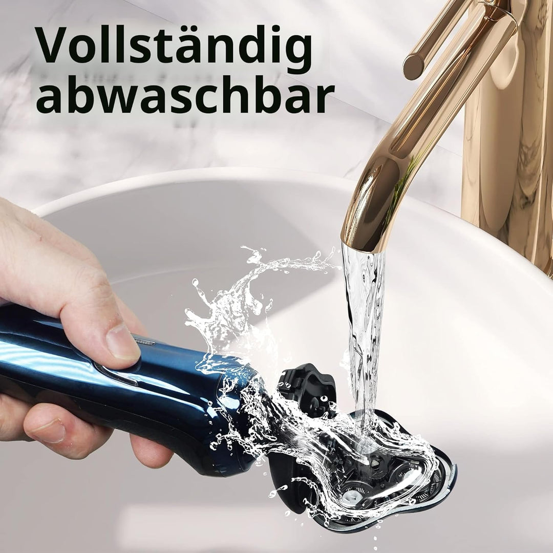 Elektrorasierer Herren 3D Schwimmende Klinge Hautfreundlich, Nass-/Trockengebrauch, Reisesperre, LED