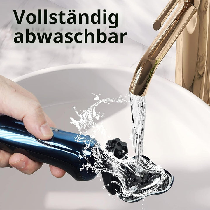Elektrorasierer Herren 3D Schwimmende Klinge Hautfreundlich, Nass-/Trockengebrauch, Reisesperre, LED