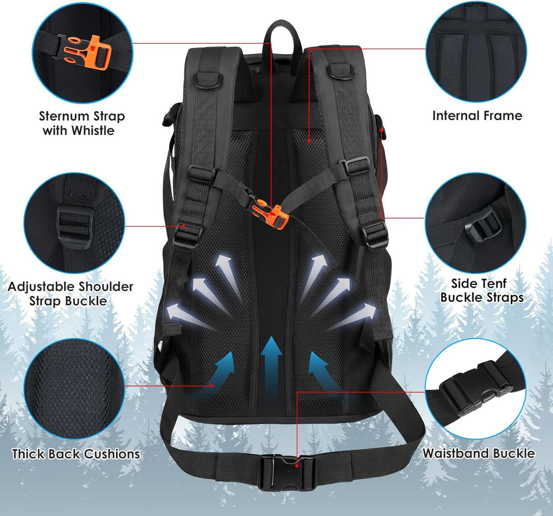 Wanderrucksack Herren Damen 45L Wasserdichter Rucksack Camping Rucksack Trekking Tasche für Trekking