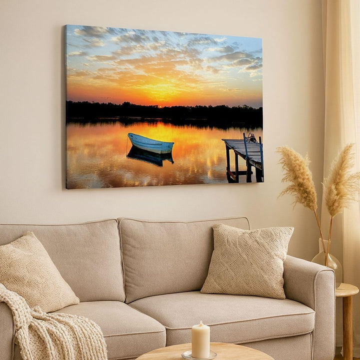 ARTTOR Bilder auf Leinwand 100x70cm Leinwandbild Landschaft Sommer Meer Gross Wanddeko Bild Schlafzi