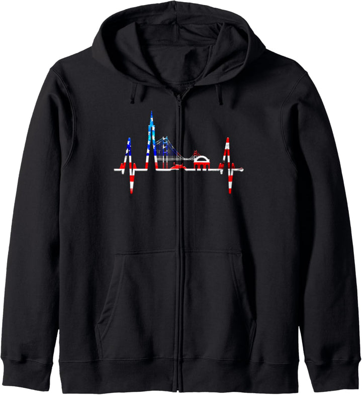 San Francisco Skyline Herzschlag Kalifornien San Francisco Kapuzenjacke