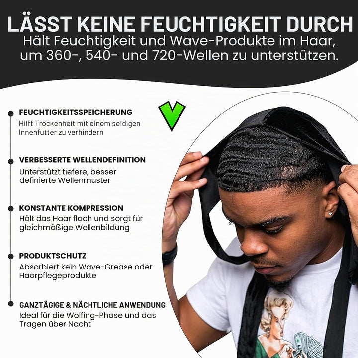 Veeta Superior Velvet Durag – Weiche Samt-Durags für Männer und Frauen, Lange, doppelt breite Träger