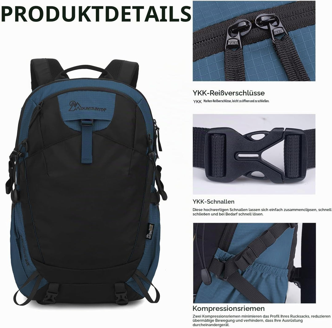 Mountaintop 30L/40L Wanderrucksack Herren Damen Daypack für Alltag und Outdoor, Tageswanderungen und