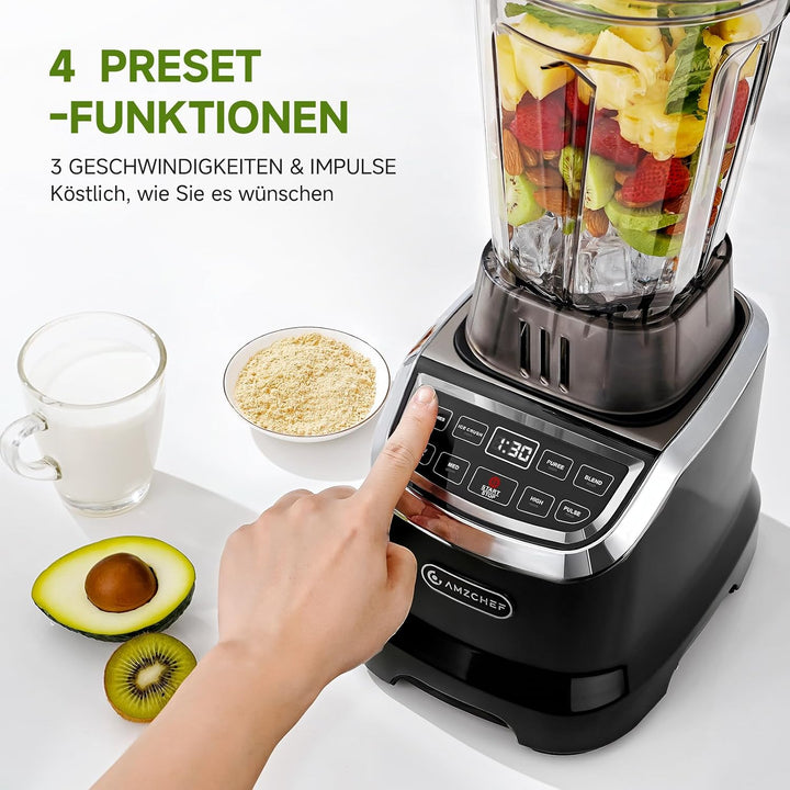 AMZCHEF 2-IN-1 Standmixer mit Zwei Mischbehälter - Blender mixer Hochleistungsmixer 1800 Watt Mixer