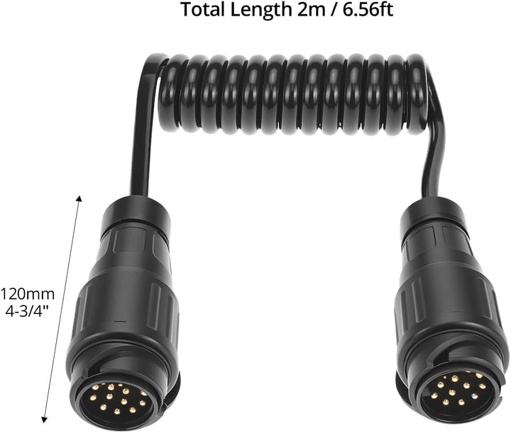 QWORK® 2M Anhängerkabel mit Stecker, 13 auf 13 polig, für 12 V Systeme - Wasserdicht und Langlebig 2