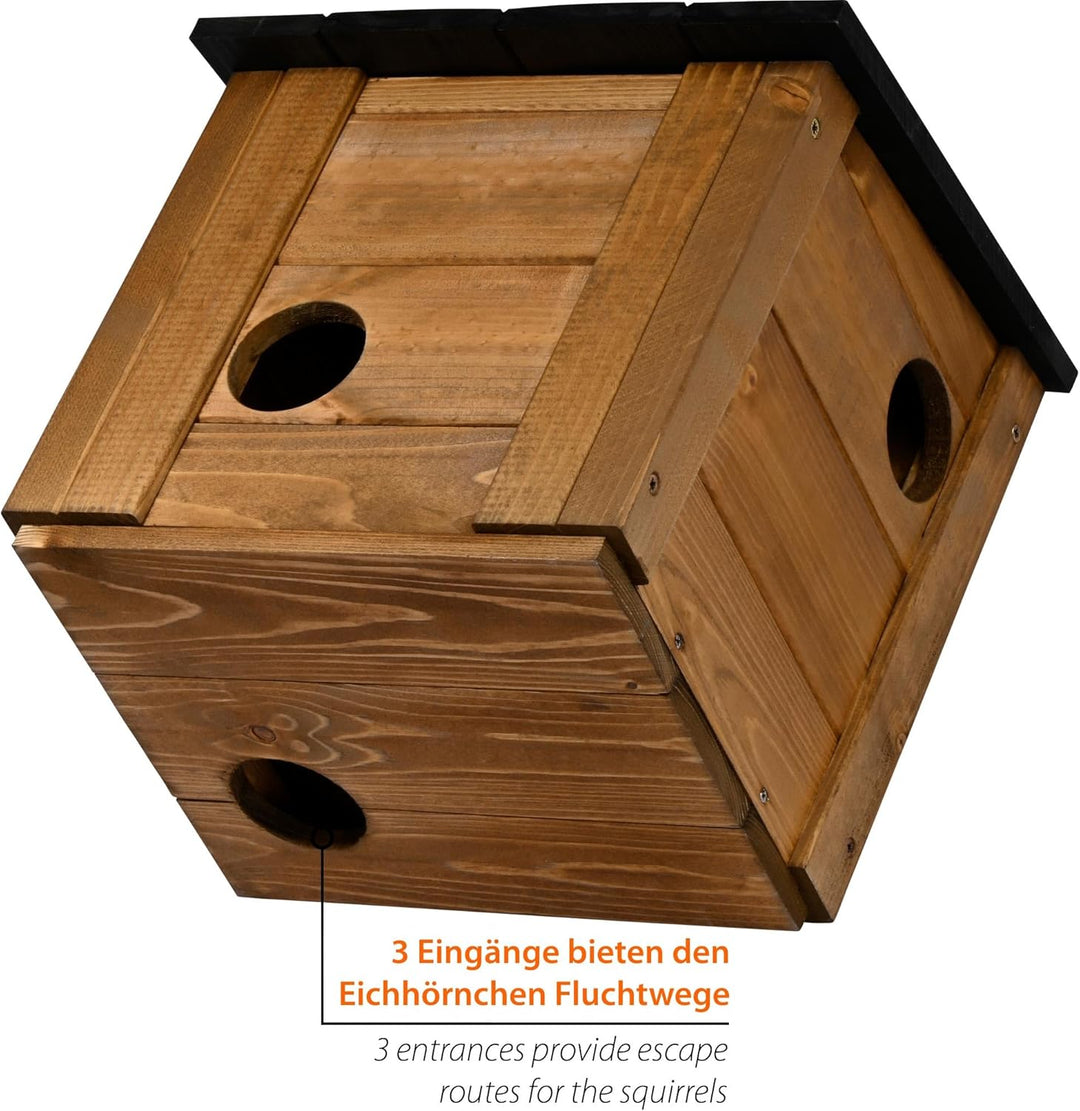 dobar® Eichhörnchenkobel mit 3 Eingängen - Eichhörnchen Futterhaus mit abnehmbarem Dach - Eichhörnch
