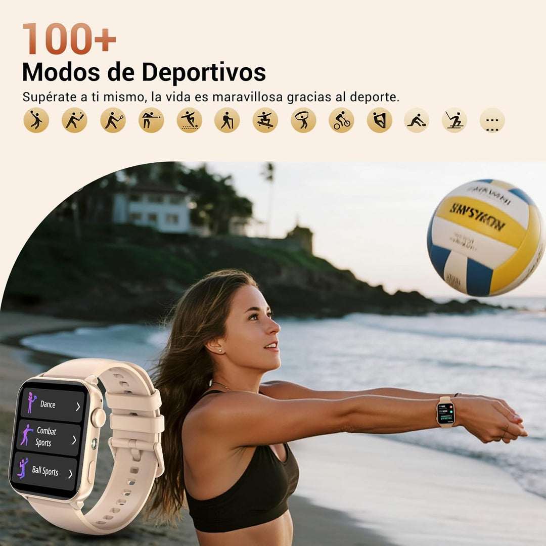IOWODO Smartwatch Herren Damen 2025 | Bluetooth Anrufe & LED-Leuchte | SpO2 & Schlafüberwachung | 35