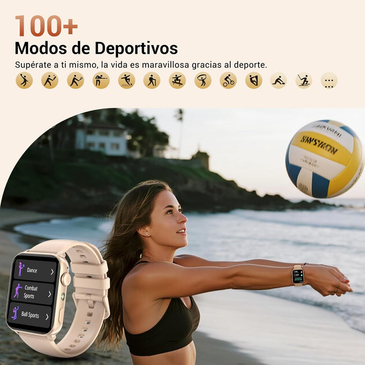 IOWODO Smartwatch Herren Damen 2025 | Bluetooth Anrufe & LED-Leuchte | SpO2 & Schlafüberwachung | 35