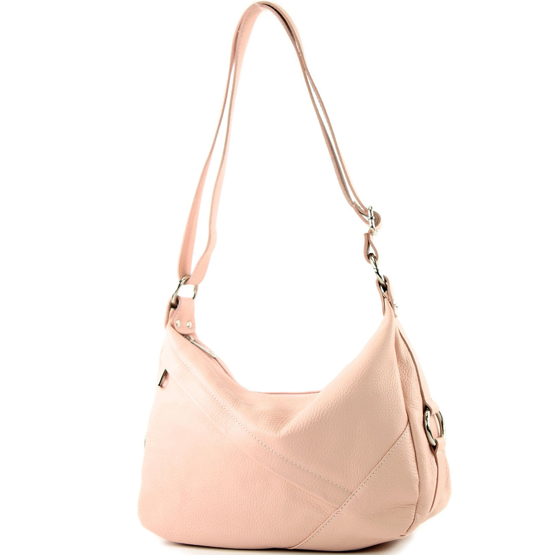 modamoda de -T164 - ital Schultertasche Umhängetasche aus Leder, Farbe:Rosa