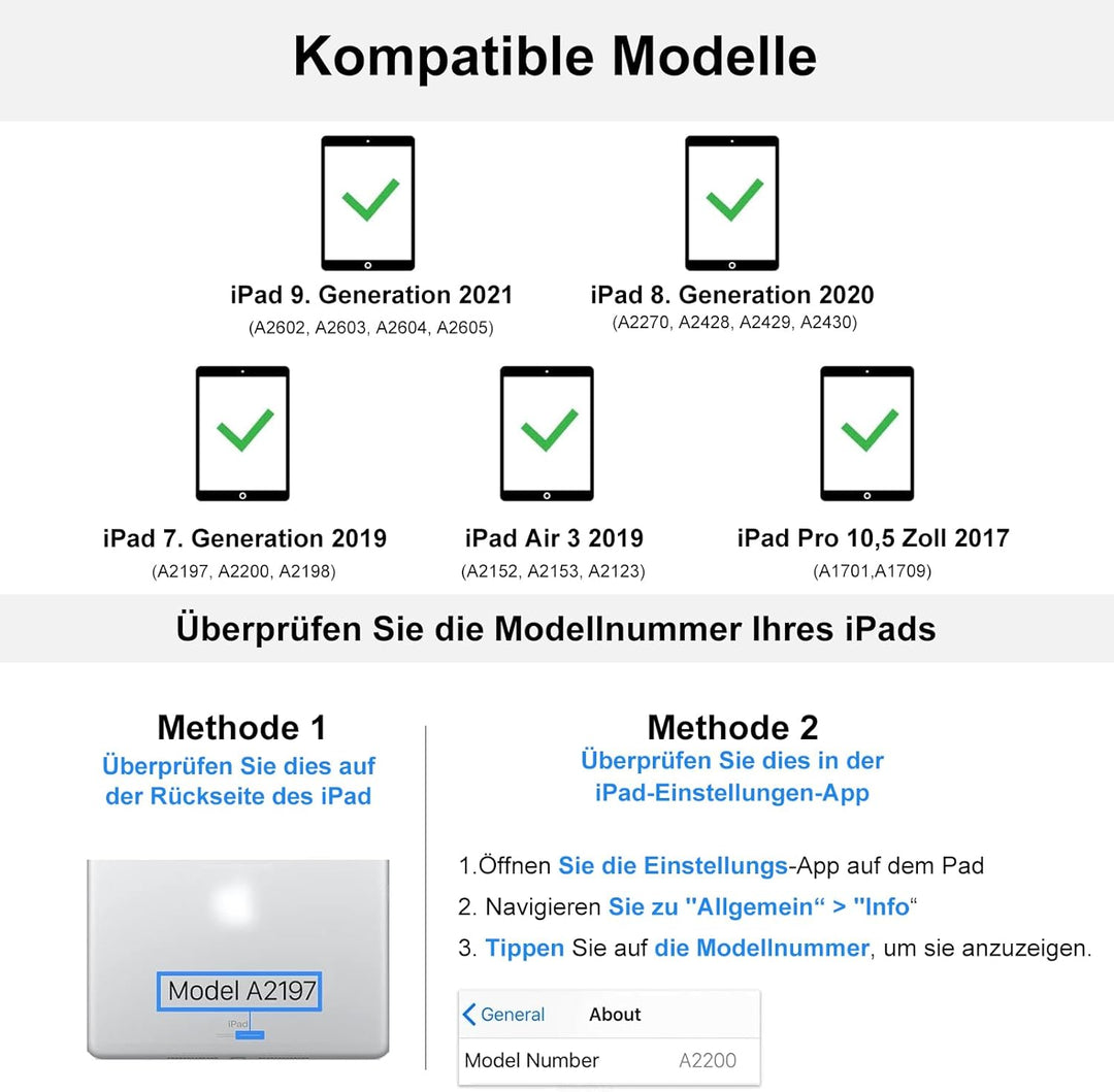 Tastatur Hülle mit Touchpad für iPad 10.2 Zoll (9/8/7 Generation) 2021/2020/2019, 7 Farben Beleuchtu